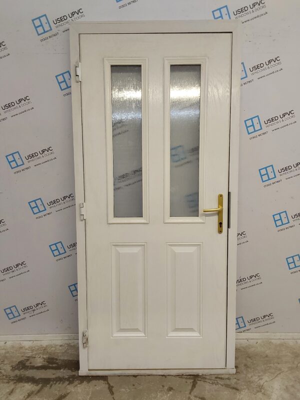 Used White Composite Back Door 975mm x 2130mm (Reduce To 2115mm) 0363 - Image 2