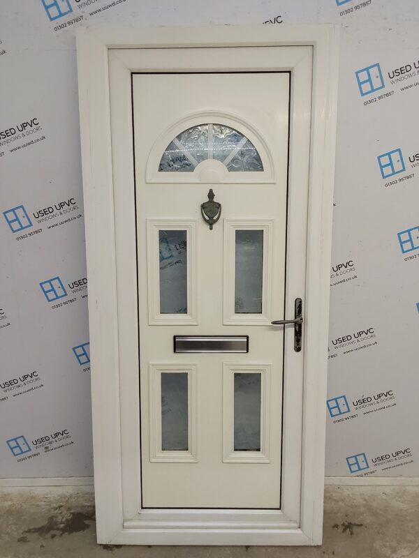Used White Upvc Front Door 940mm x 2035mm (reduce to 880mm) 0122