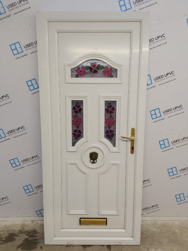 Used White Upvc Front Door 920mm x 2085mm (reduce to 900mm) 0131