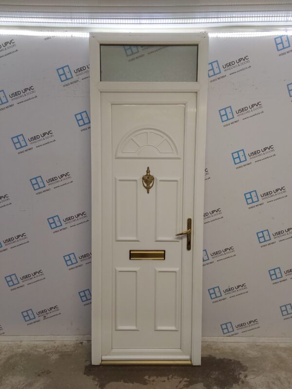 Used White Upvc Front Door And Toplight 810mm x 2370mm 0554