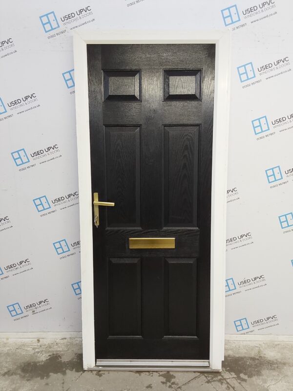Used Black Composite Front Door 895mm x 2065mm (Reduce To 880mm) 0584