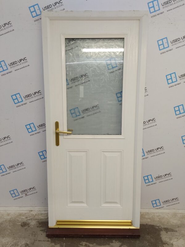 Used White Composite Back Door 925mm x 2110mm 0326