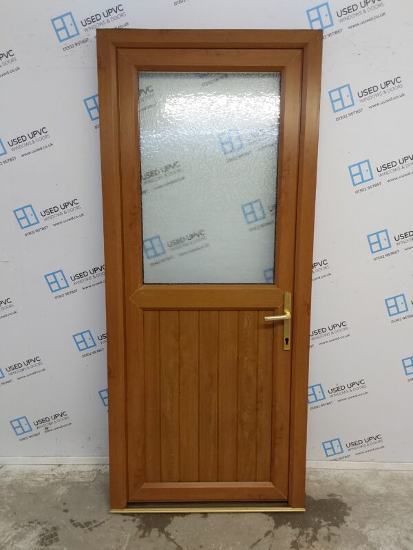 Used Oak Upvc Back Door 900mm x 2090mm 0586