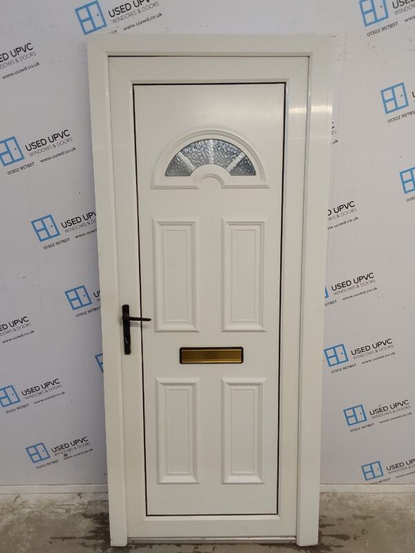 Used White Upvc Front Door 895mm x 2055mm (reduce to 875mm) 0726