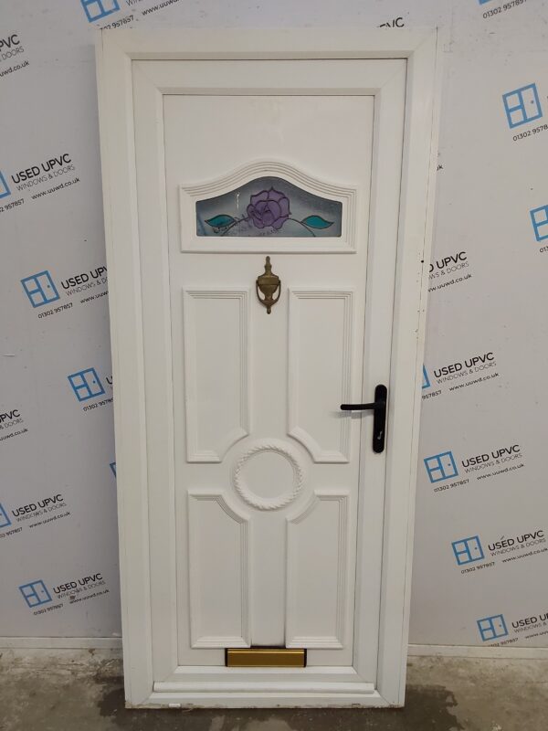 Used White Upvc Front Door 905mm x 2020mm (reduce to 865mm) 0199