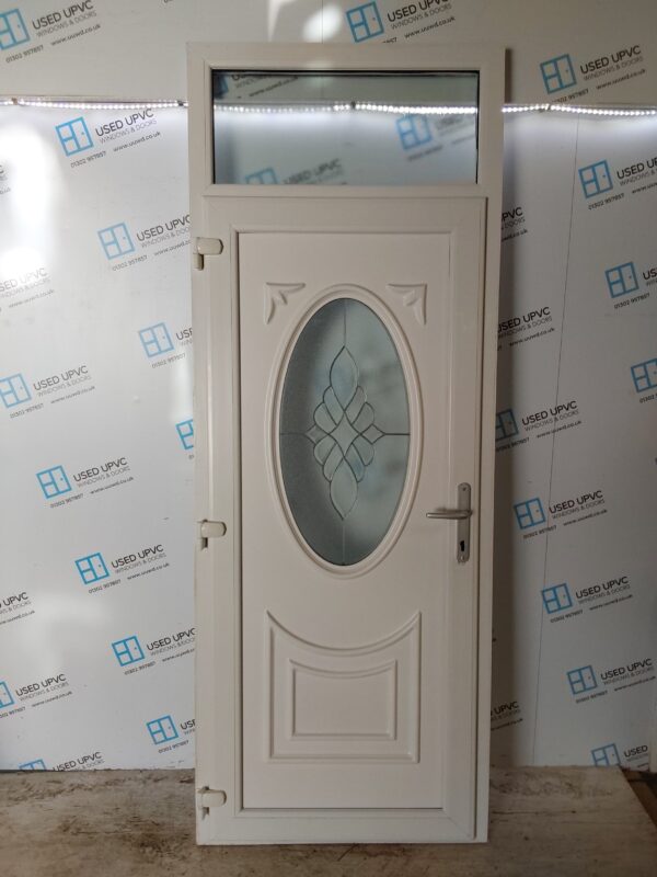 Used White Upvc Back Door And Toplight 920mm x 2430mm 0453 - Image 2