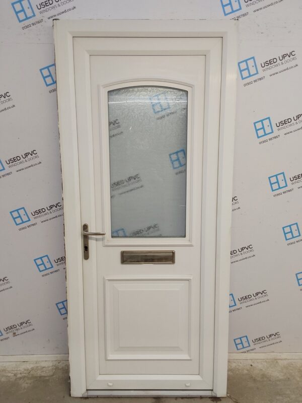 Used White Upvc Front Door 915mm x 2060mm (reduce to 900mm) 0419
