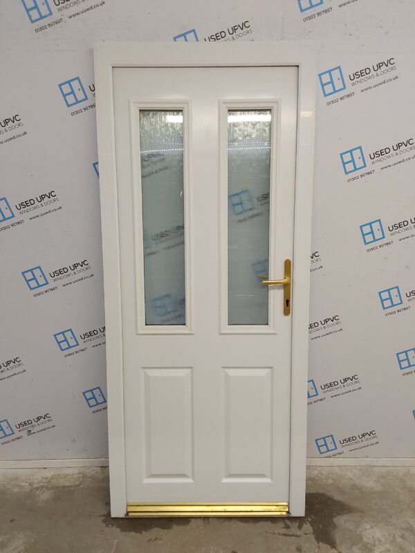 Used White Upvc Back Door 860mm x 1995mm (Reduce To 1975mm) 0094