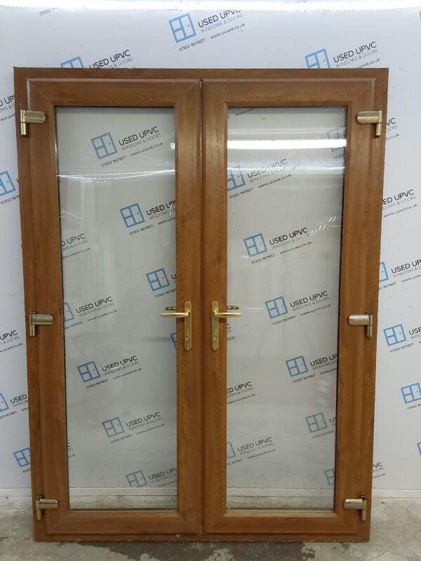 Used Oak Upvc French Doors 1565mm x 2125mm (reduce to 1535mm) EA1