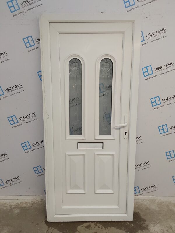 Used White Upvc Front Door 910mm x 2045mm (Reduce To 895mm) 0226