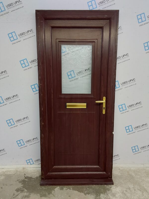 Used Rosewood Upvc Front Door 935mm x 2080mm (Reduce To 895mm x 2060mm) 0063