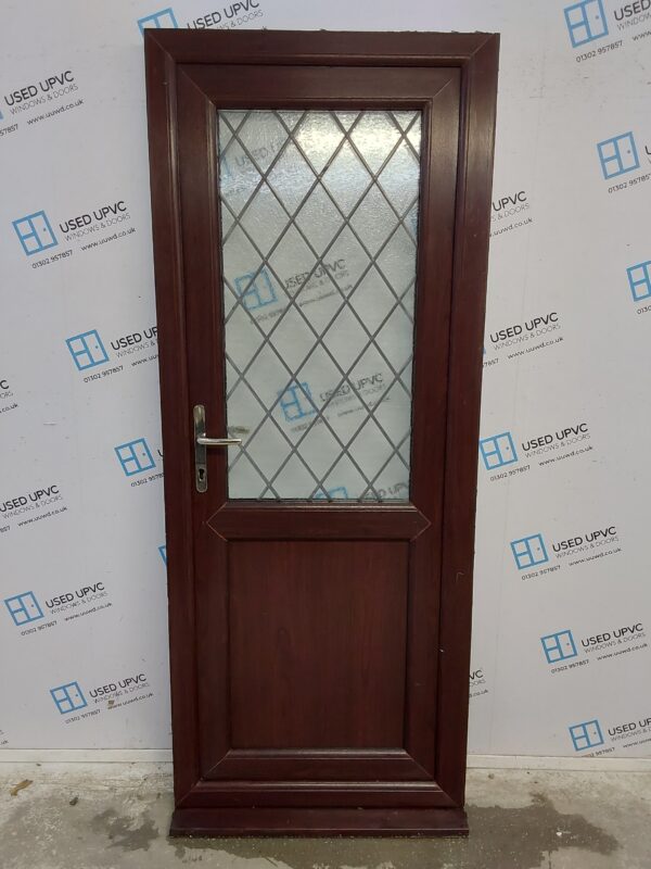 Used Rosewood Upvc Back Door 845mm x 2100mm 0764