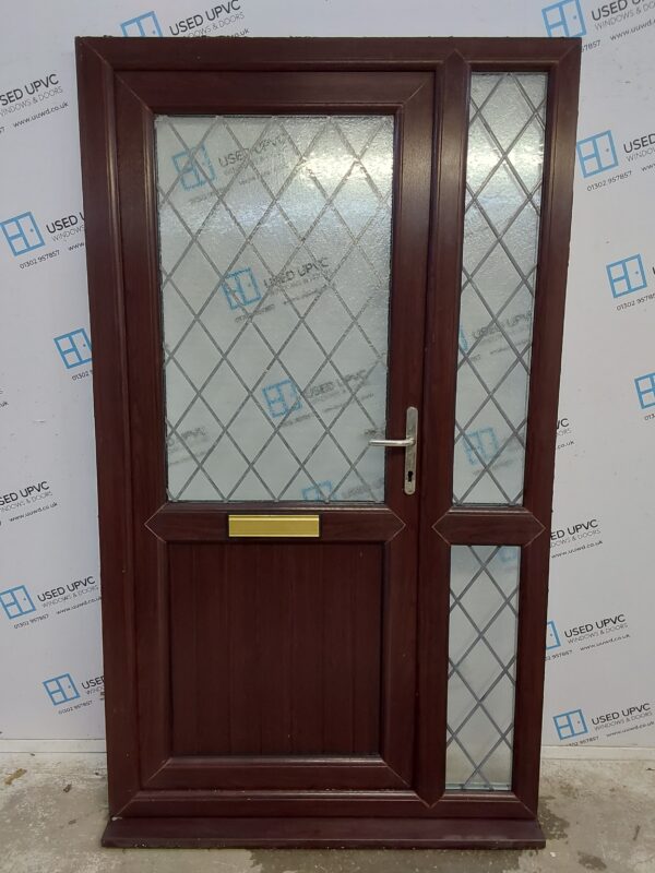 Used Rosewood Upvc Front Door And Side Panel 1220mm x 2100mm (reduce to 1205mm) DS010