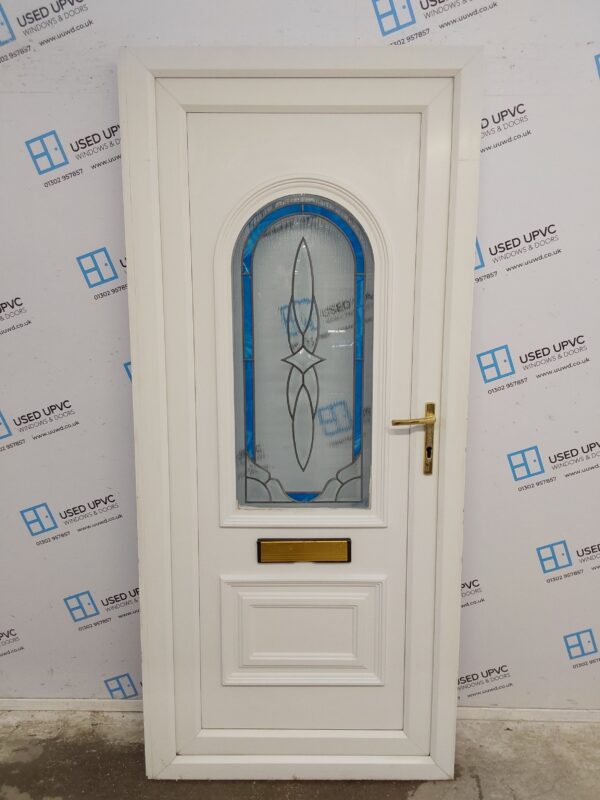 Used White Upvc Front Door 920mm x 2050mm (reduce to 900mm) 0732