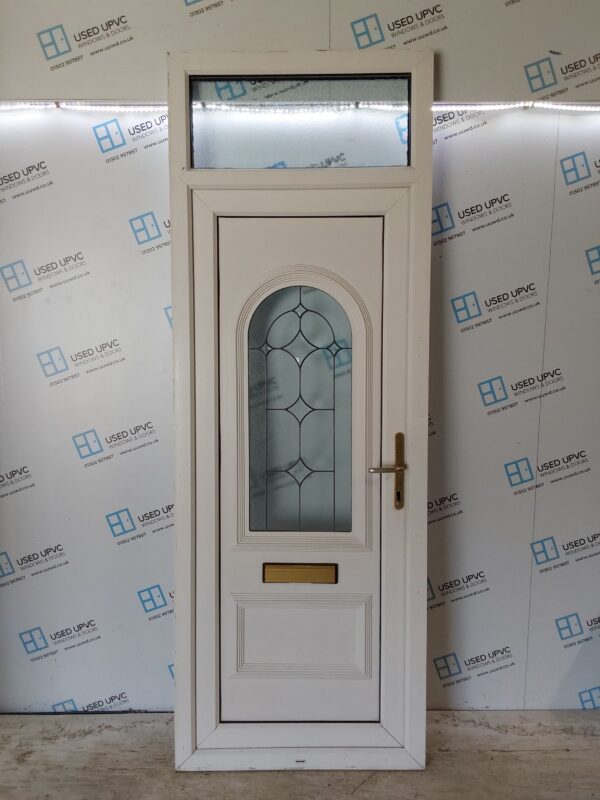Used White Upvc Front Door And Toplight 870mm x 2430mm 0513