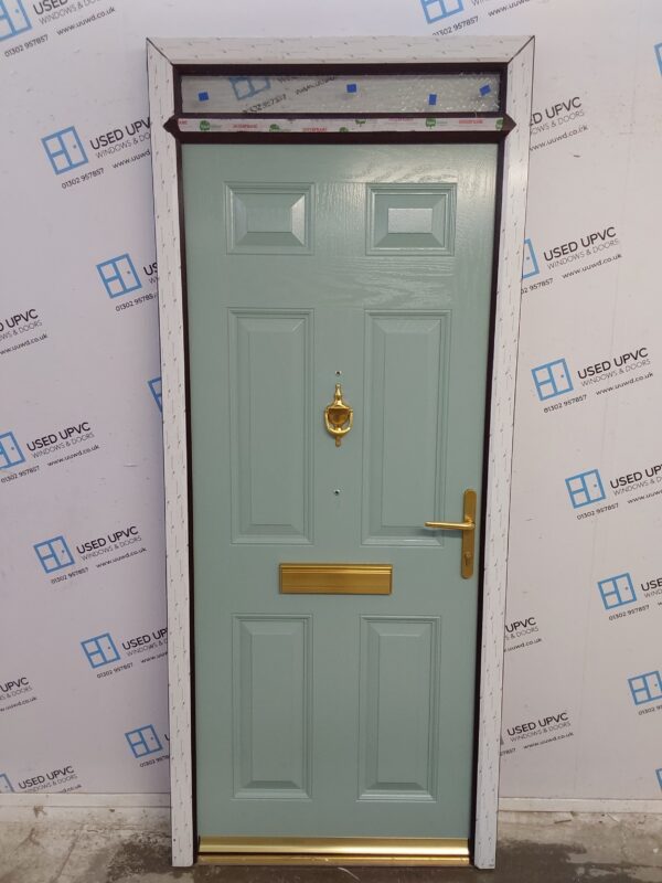 Brand New Green Composite Front Door And Toplight 915mm x 2190mm ND121