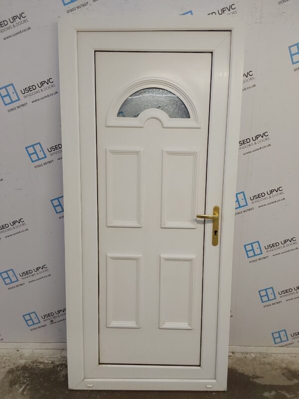 Used White Upvc Back Door 910mm x 2010mm (Reduce To 885mm) 0607