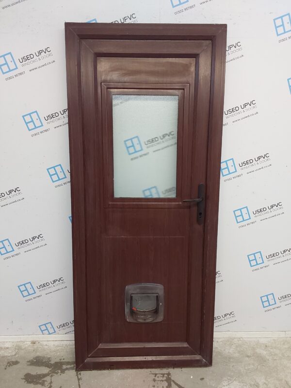 Used Rosewood Upvc Back Door 850mm x 2000mm 0775