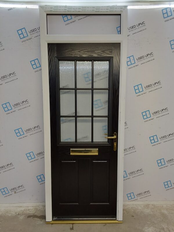 Brand New Black Composite Front Door And Toplight 890mm x 2365mm ND138