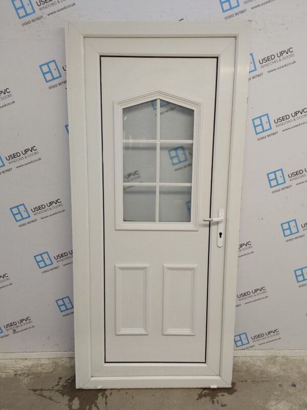 Used White Upvc Back Door 930mm x 2035mm (Reduce To 910mm) 0599