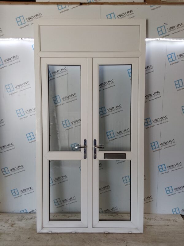 Used White Upvc French Doors And Toplight 1270mm x 2480mm EA2