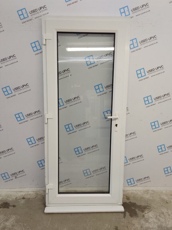 Used White Upvc Full Glass Door (Outwards Opening) 900mm x 2105mm 0823