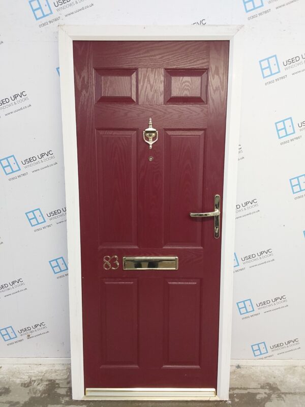 Used Red Composite Front Door 905mm x 2030mm 0577