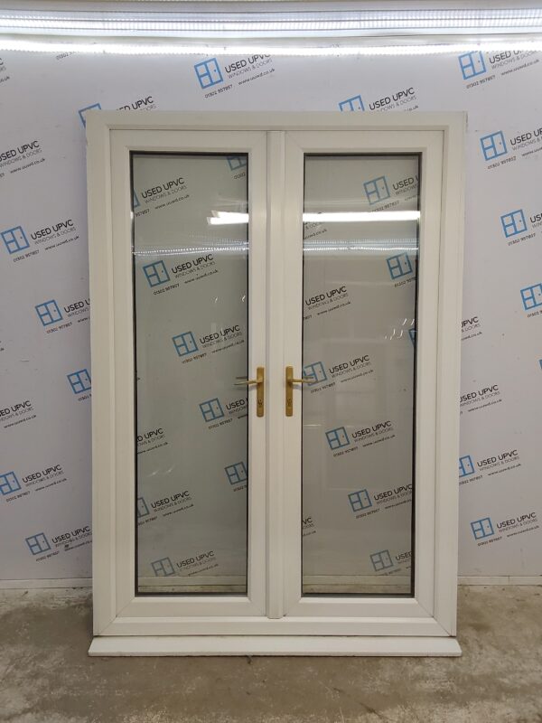 Used White Upvc French Doors 1495mm x 2155mm (Reduce To 1455mm) EA9