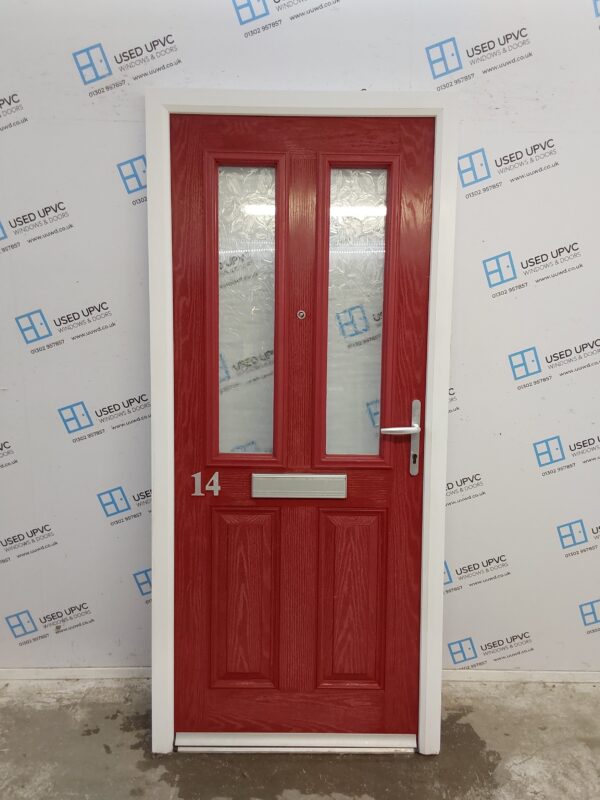 Used Red Composite Front Door 925mm x 2060mm C8D26
