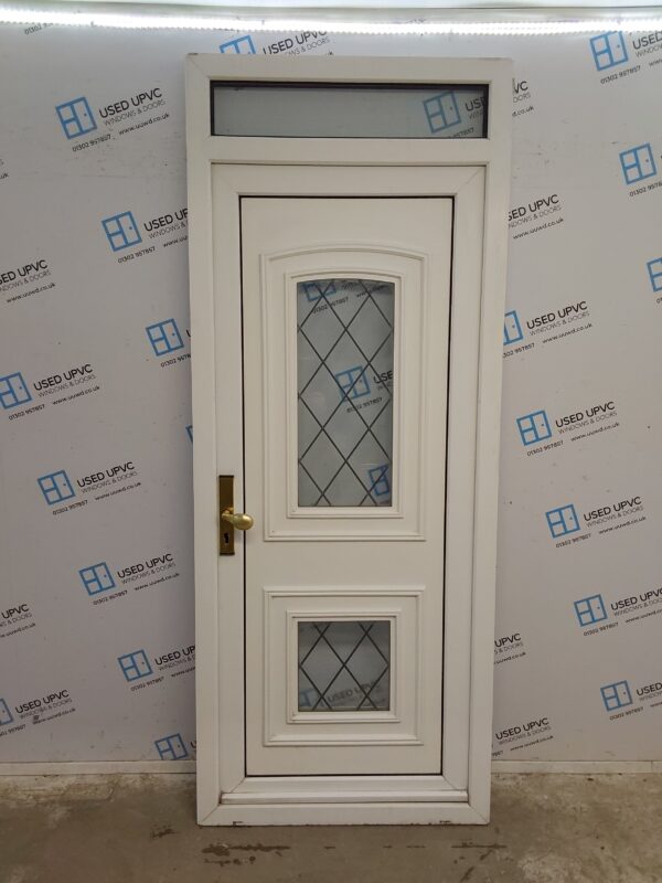 Used White Upvc Back Door And Toplight 915mm x 2285mm 0803