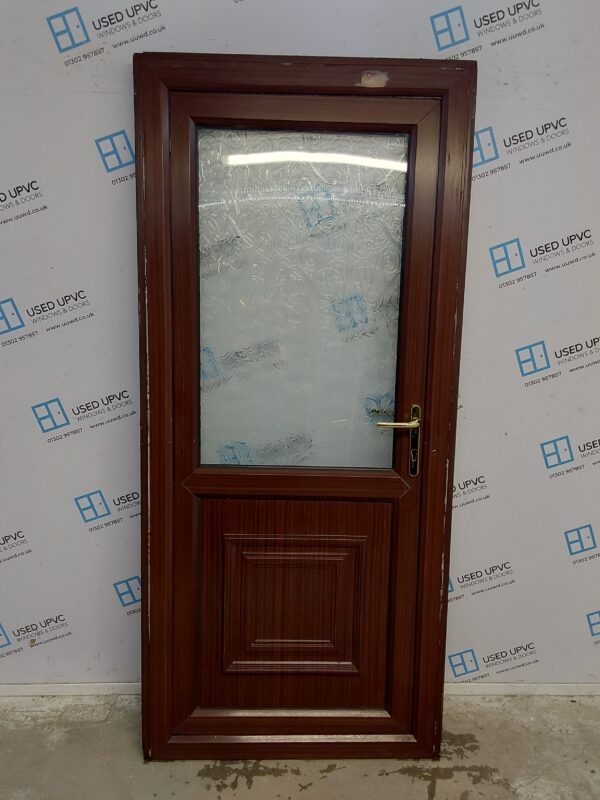 Used Woodgrain Upvc Back Door 930mm x 2055mm (Reduce To 890mm x 2035mm) 0456