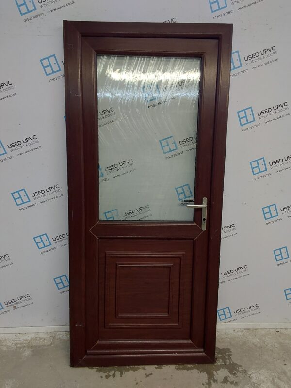 Used Rosewood Upvc Back Door 915mm x 2025mm (Reduce To 890mm) 0411