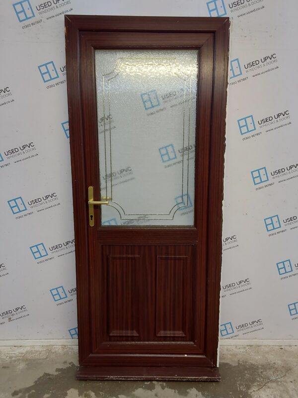 Used Woodgrain Upvc Back Door 895mm x 2085mm (Reduce To 880mm) 0029