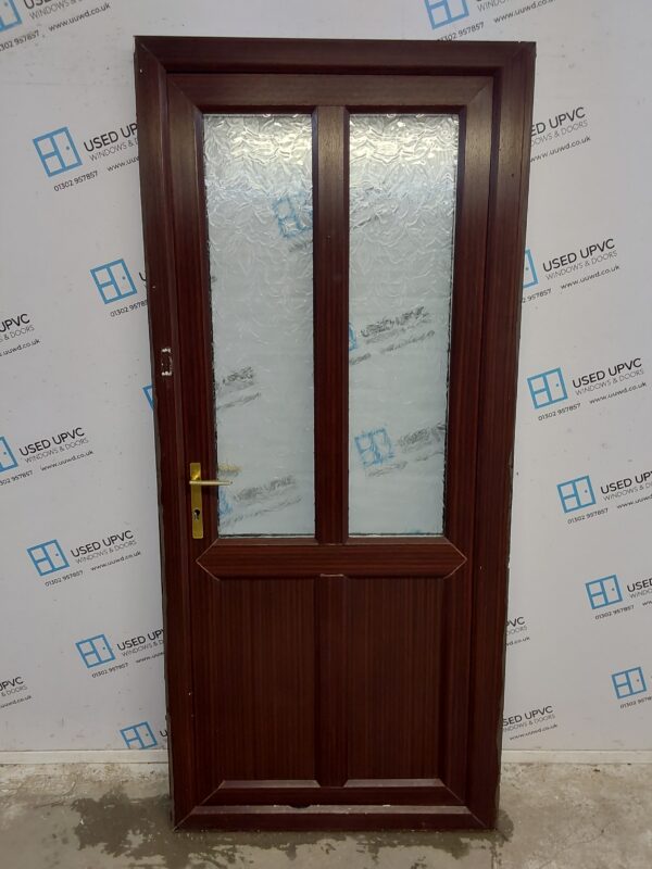 Used Woodgrain Upvc Back Door 920mm x 2055mm (Reduce To 900mm) 0699