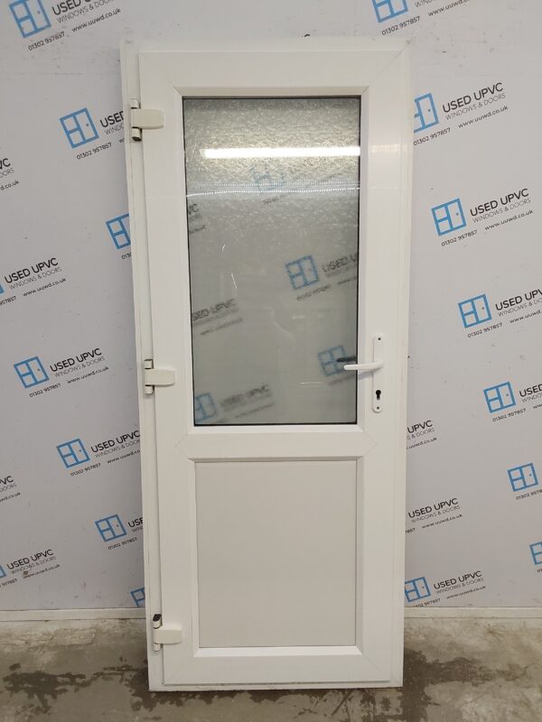 Used White Upvc Back Door 850mm x 2050mm (Reduce To 835mm) 0579 - Image 2