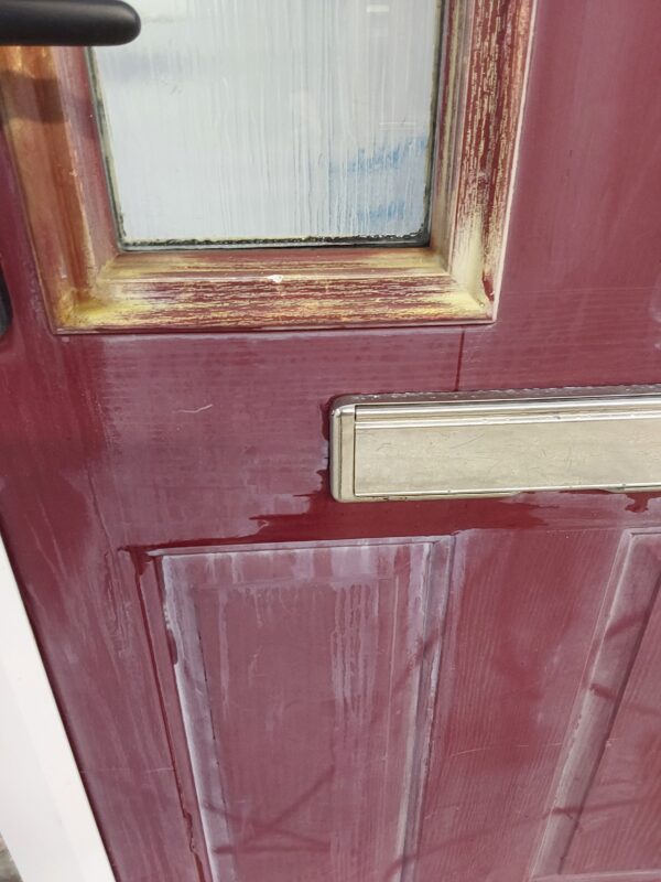 Used Red Composite Front Door 885mm x 2055mm (reduce to 870mm) 0364 - Image 4