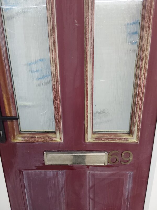 Used Red Composite Front Door 885mm x 2055mm (reduce to 870mm) 0364 - Image 5