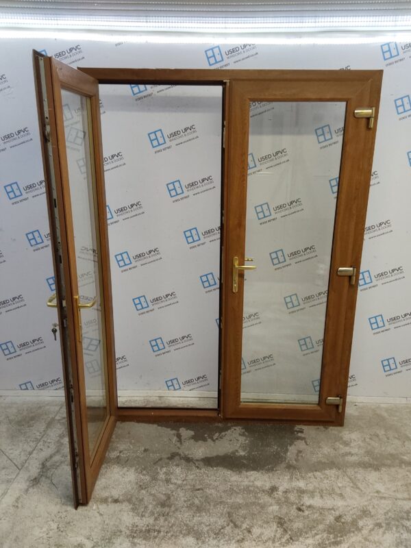 Used Oak Upvc French Doors 1565mm x 2125mm (reduce to 1535mm) EA1 - Image 3