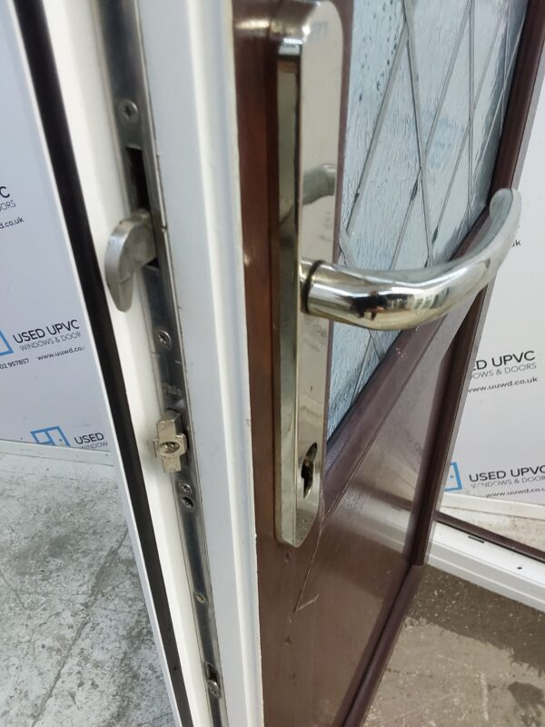Used Rosewood Upvc Back Door 845mm x 2100mm 0764 - Image 6