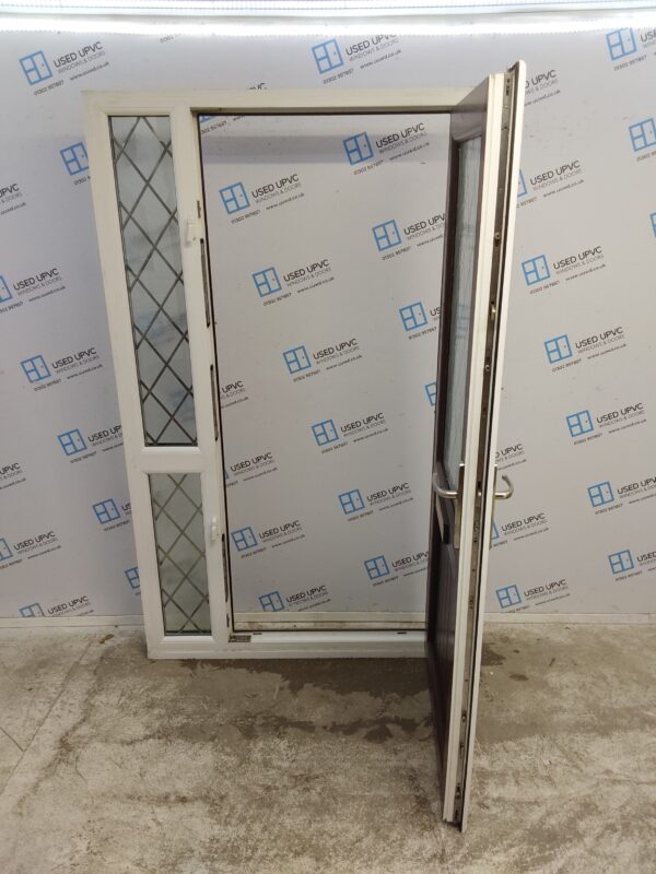 Used Rosewood Upvc Front Door And Side Panel 1220mm x 2100mm (reduce to 1205mm) DS010 - Image 3