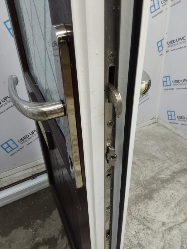 Used Rosewood Upvc Front Door And Side Panel 1220mm x 2100mm (reduce to 1205mm) DS010 - Image 5