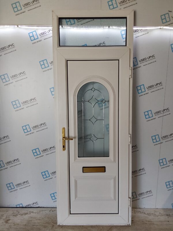 Used White Upvc Front Door And Toplight 870mm x 2430mm 0513 - Image 2