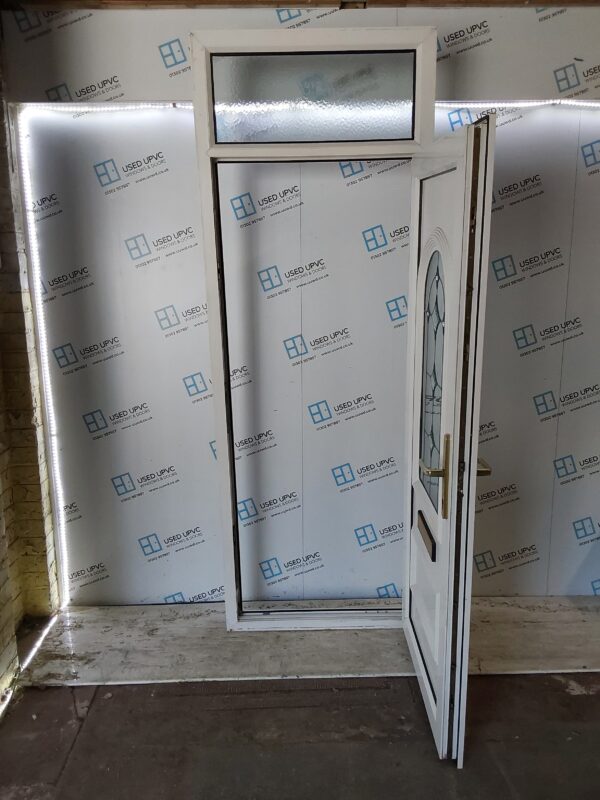 Used White Upvc Front Door And Toplight 870mm x 2430mm 0513 - Image 3