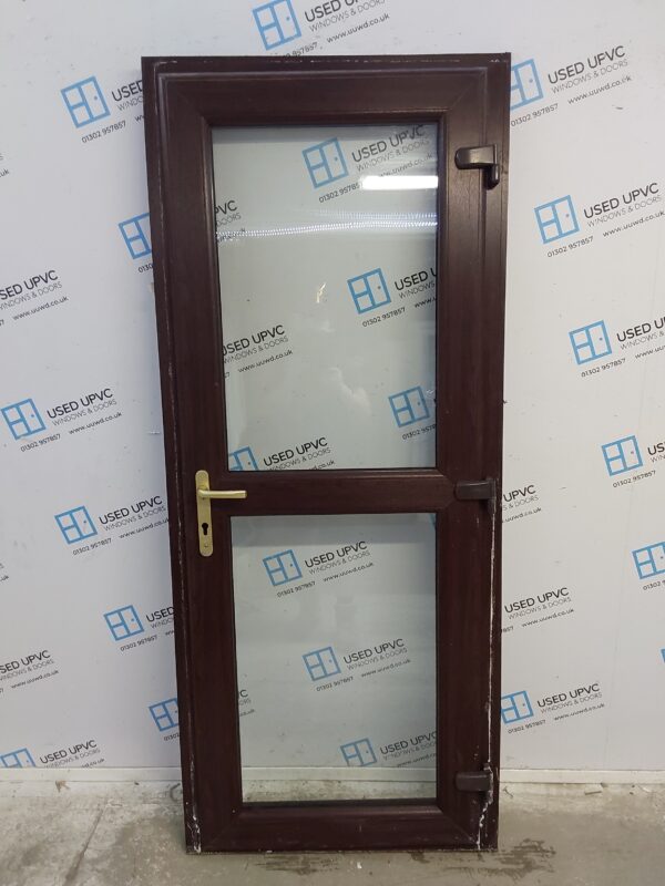Used Rosewood Upvc Back Door 850mm x 2035mm (Reduce To 835mm) 0641 - Image 2