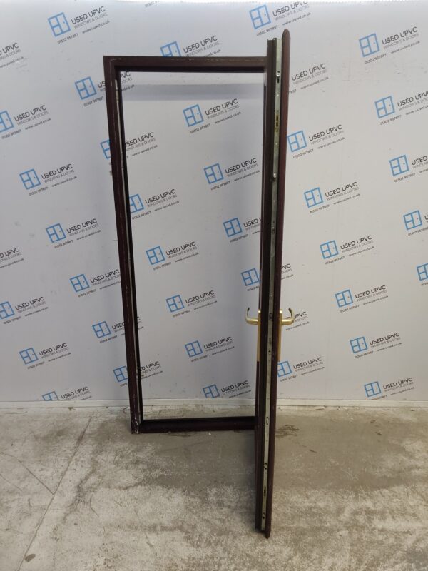 Used Rosewood Upvc Back Door 850mm x 2035mm (Reduce To 835mm) 0641 - Image 3