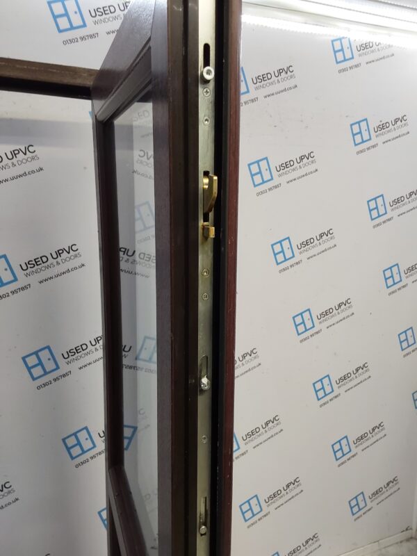 Used Rosewood Upvc Back Door 850mm x 2035mm (Reduce To 835mm) 0641 - Image 4
