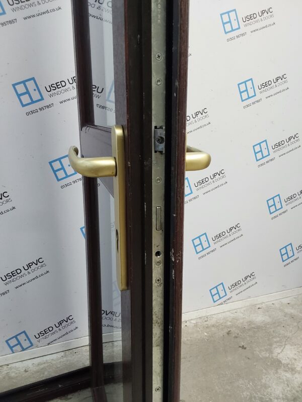 Used Rosewood Upvc Back Door 850mm x 2035mm (Reduce To 835mm) 0641 - Image 5