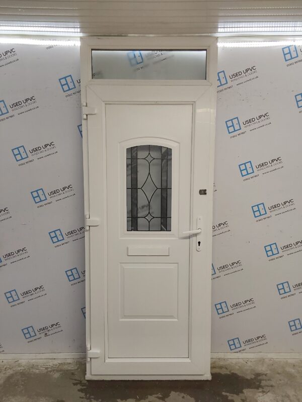 Used White Upvc Front Door And Toplight 905mm x 2400mm 0037 - Image 2