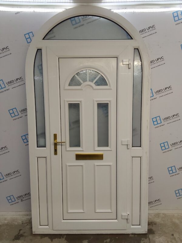 Used White Upvc Arched Front Door, Side Panels And Toplight 1285mm x 2405mm DS013 - Image 2