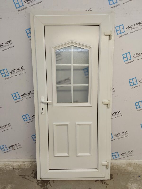 Used White Upvc Back Door 930mm x 2035mm (Reduce To 910mm) 0599 - Image 2
